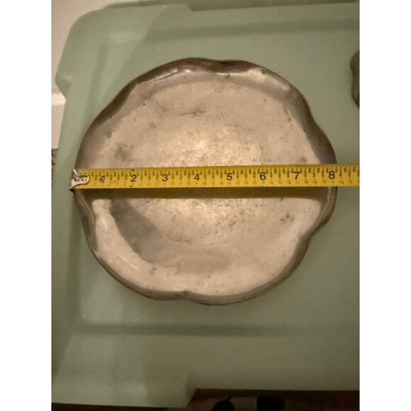 Vintage Nutmeg Pewter SWR | Scalloped Bowl and Plate Set - Picture 8 of 10